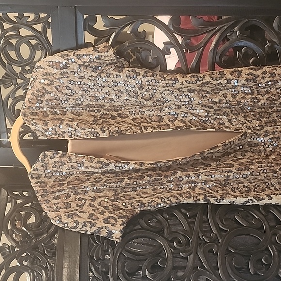 🔥Chetta B for Bergdorf Goodman Leopard Sequin Dress Size 8 EUC 🐆 - Picture 9 of 13